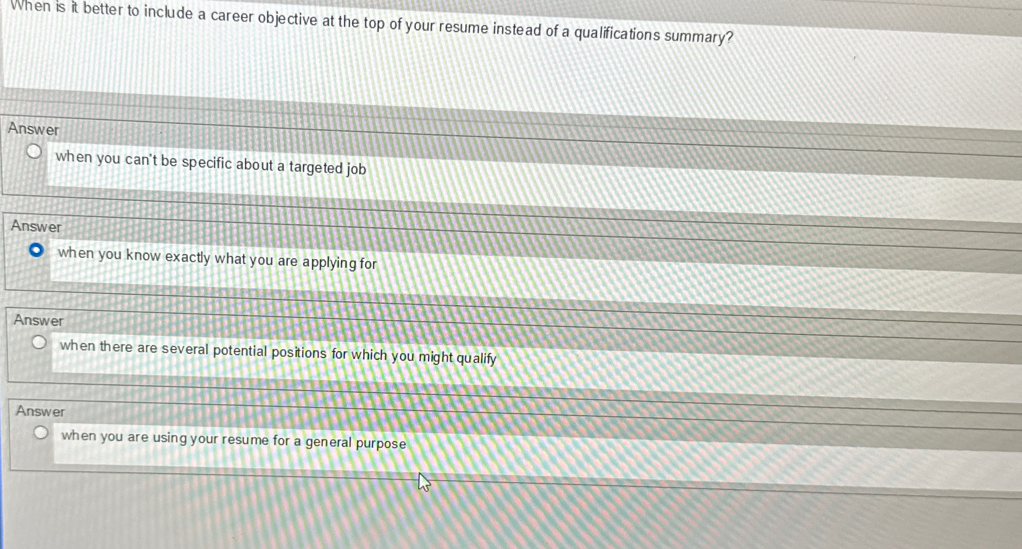  When is it better to include a career objective at the