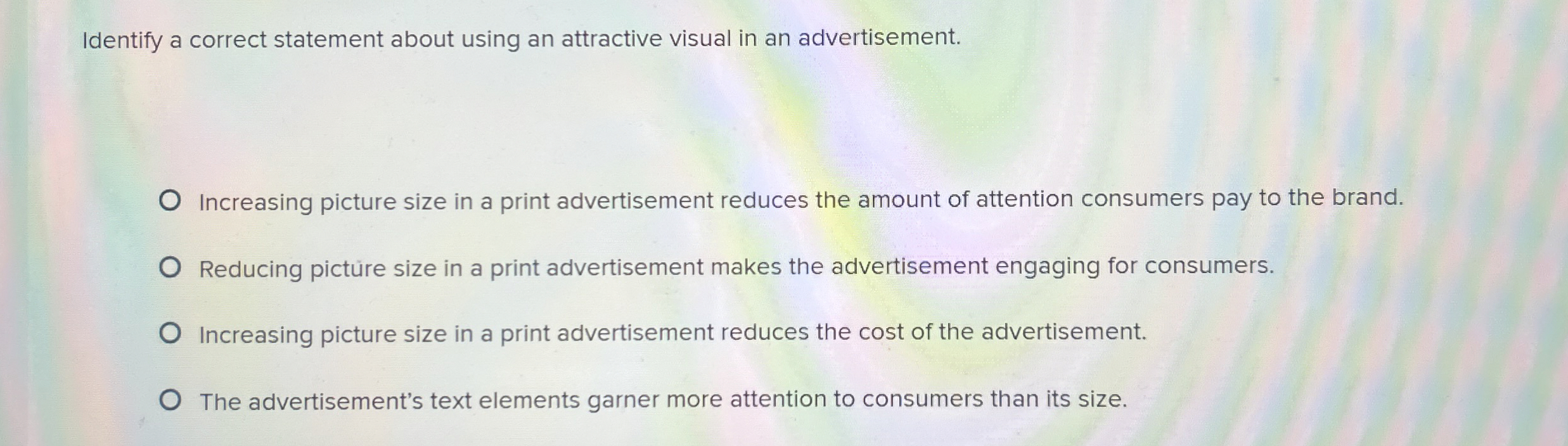  Identify a correct statement about using an attractive visual in an