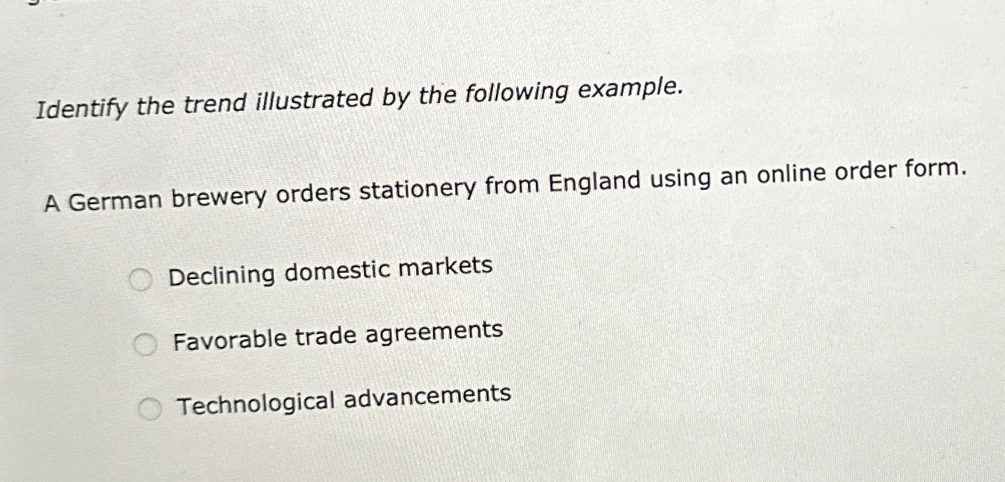  Identify the trend illustrated by the following example. A German brewery