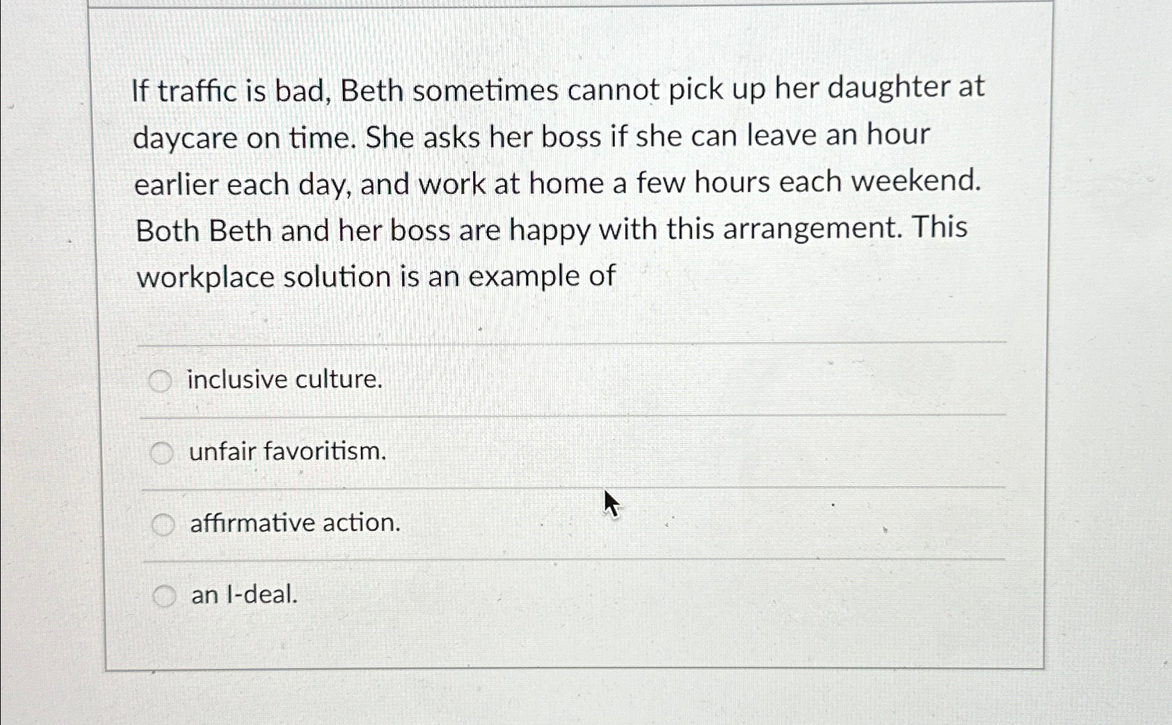  If traffic is bad, Beth sometimes cannot pick up her daughter