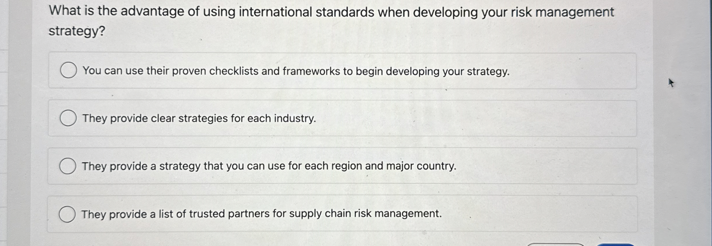  What is the advantage of using international standards when developing your