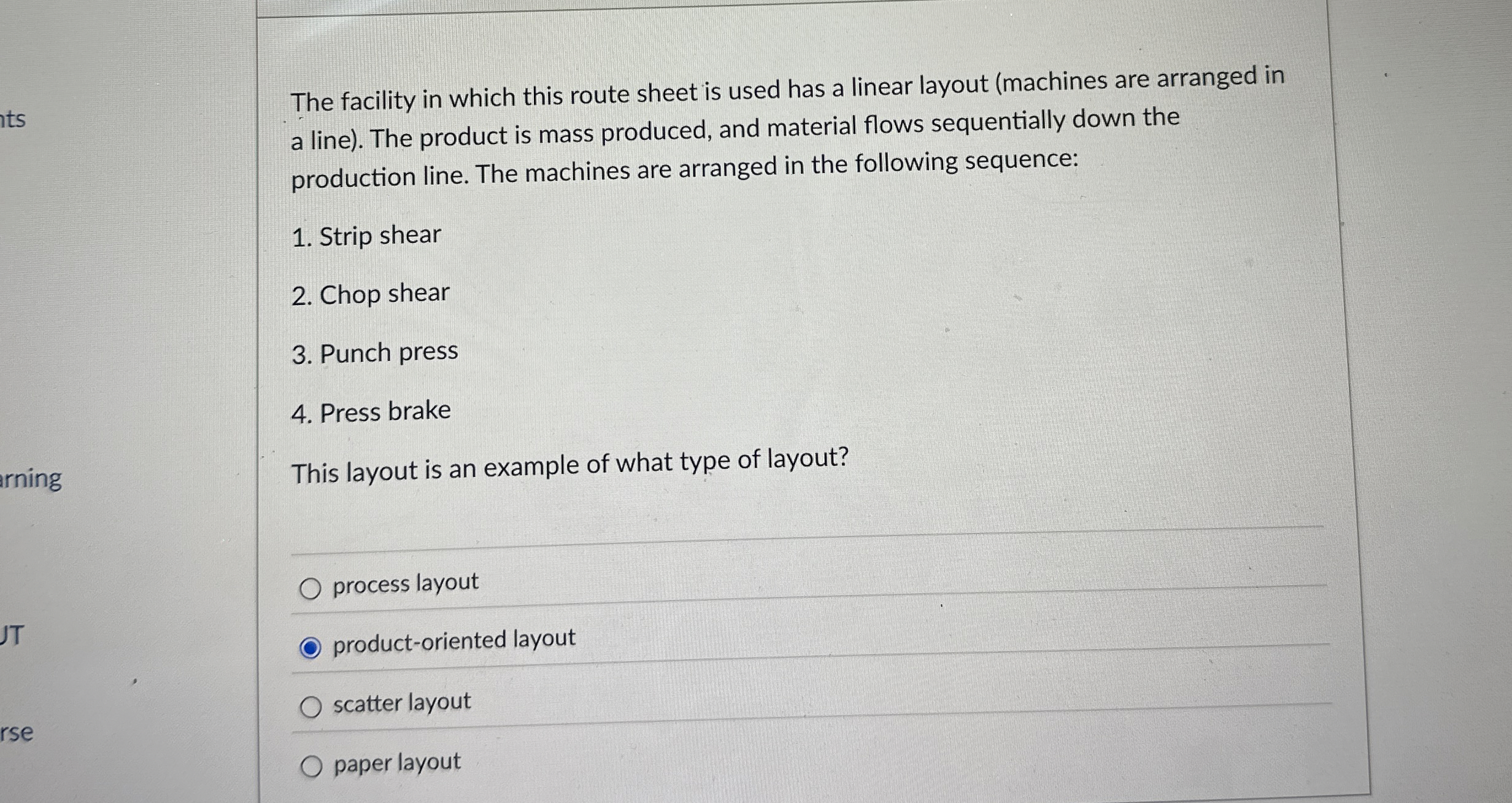  The facility in which this route sheet is used has a