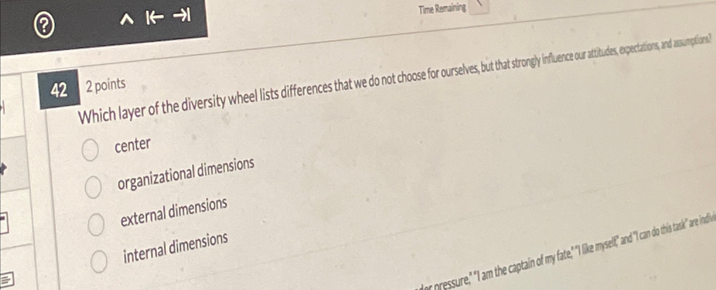  422 points center organizational dimensions external dimensions internal dimensions 