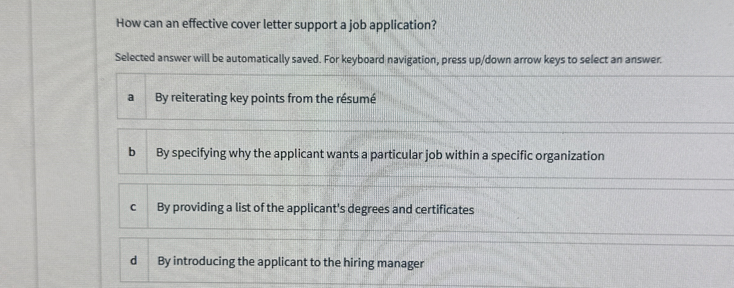  How can an effective cover letter support a job application? Selected