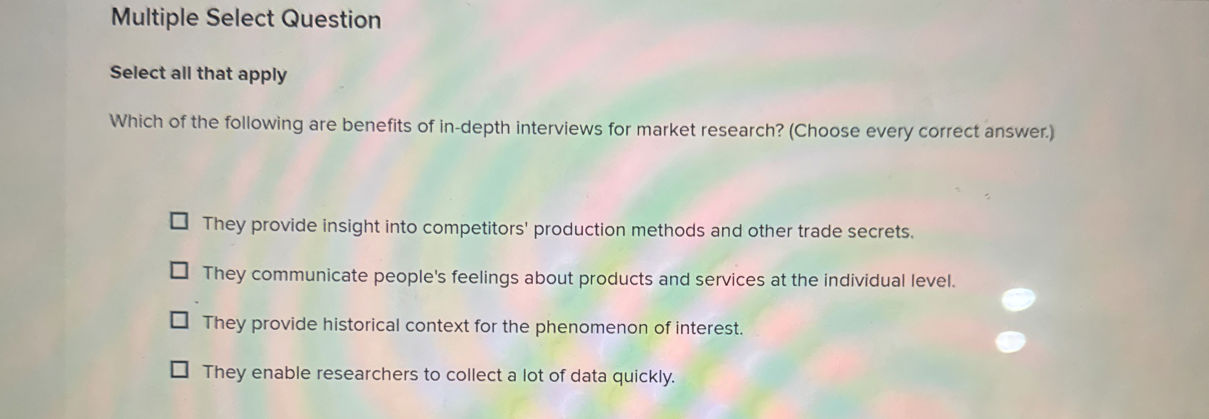  Multiple Select Question Select all that apply Which of the following