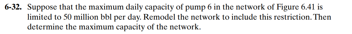  6-32. Suppose that the maximum daily capacity of pump 6 in