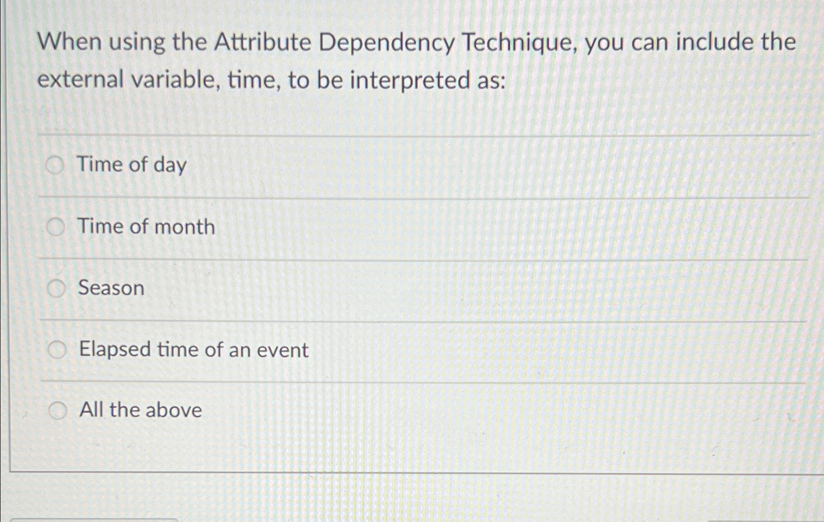  When using the Attribute Dependency Technique, you can include the external