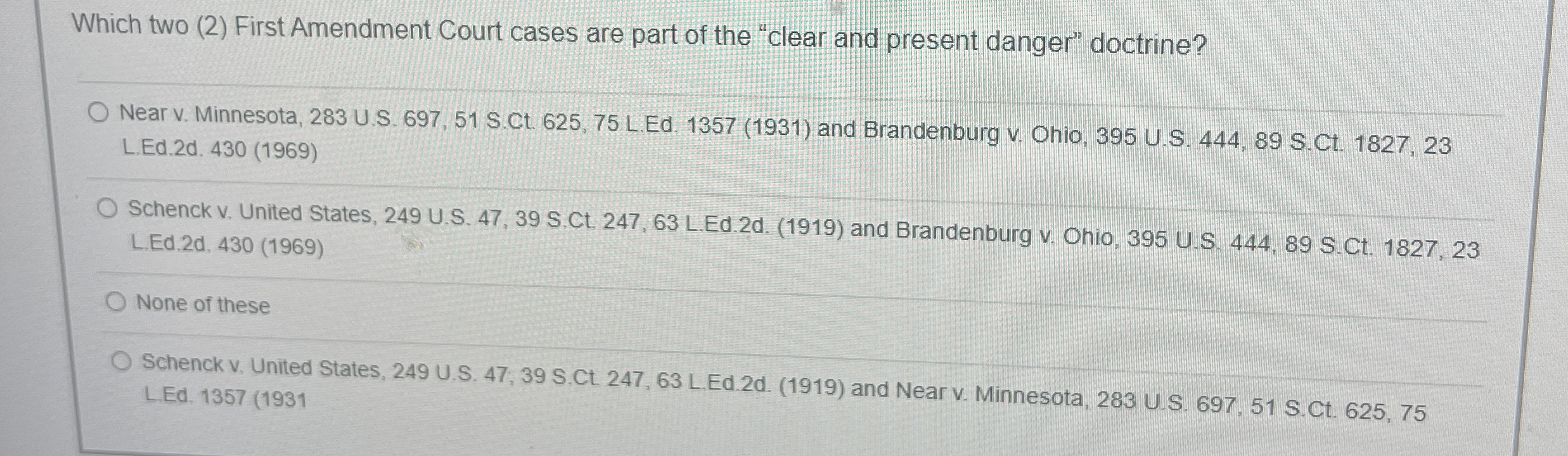  Which two (2) First Amendment Court cases are part of the