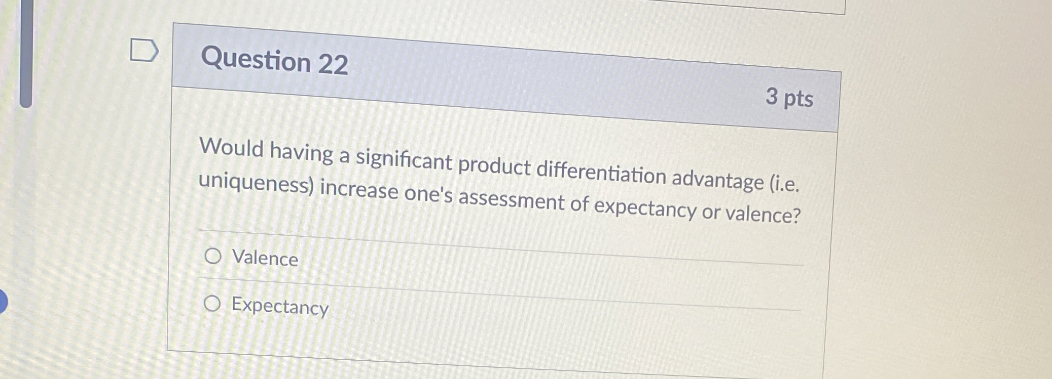  Question 22 Would having a significant product differentiation advantage (i.e. uniqueness)