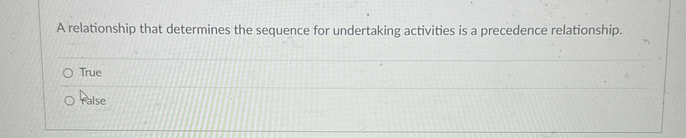  A relationship that determines the sequence for undertaking activities is a
