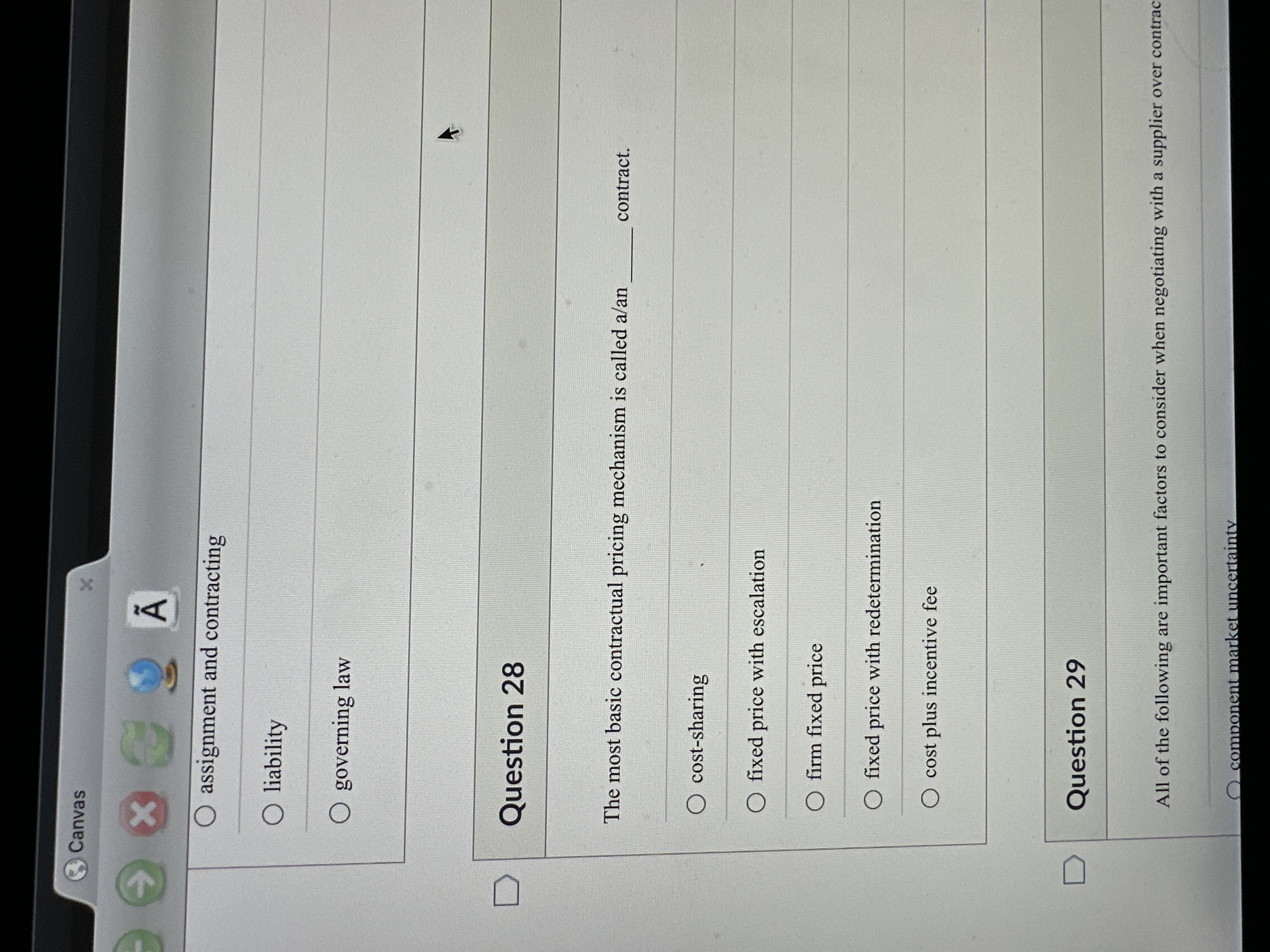  assignment and contracting liability governing law Question 28 The most basic