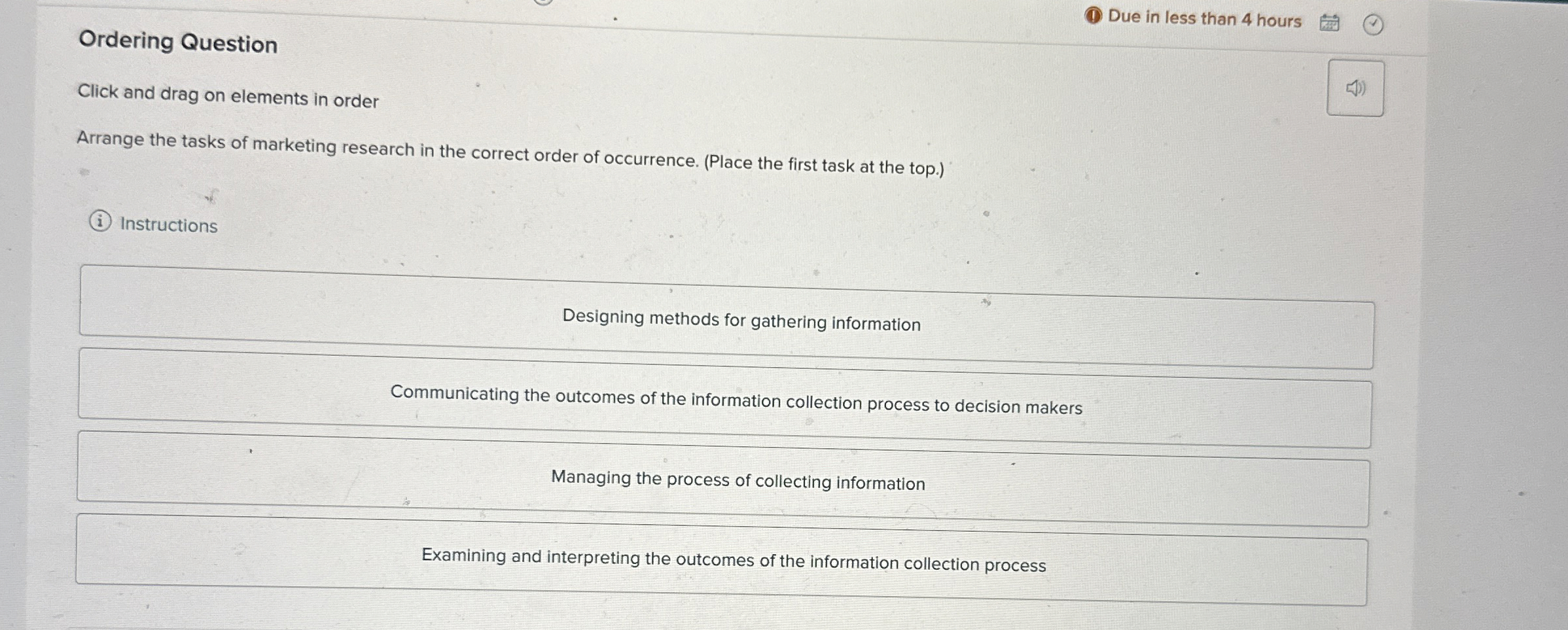  Due in less than 4 hoursOrdering Question Click and drag on