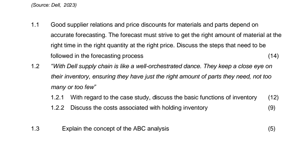  (Source: Dell, 2023) 1.1 Good supplier relations and price discounts for