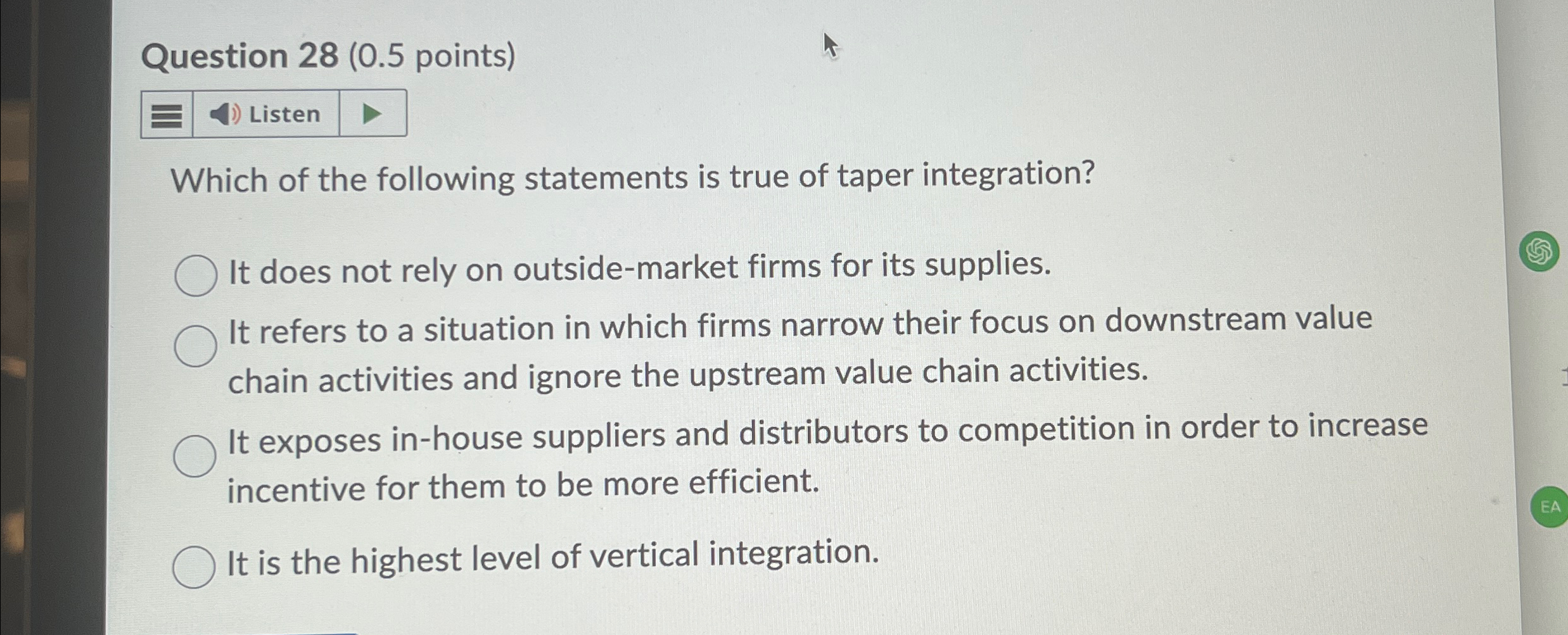  Question 28(0.5 points) Which of the following statements is true of
