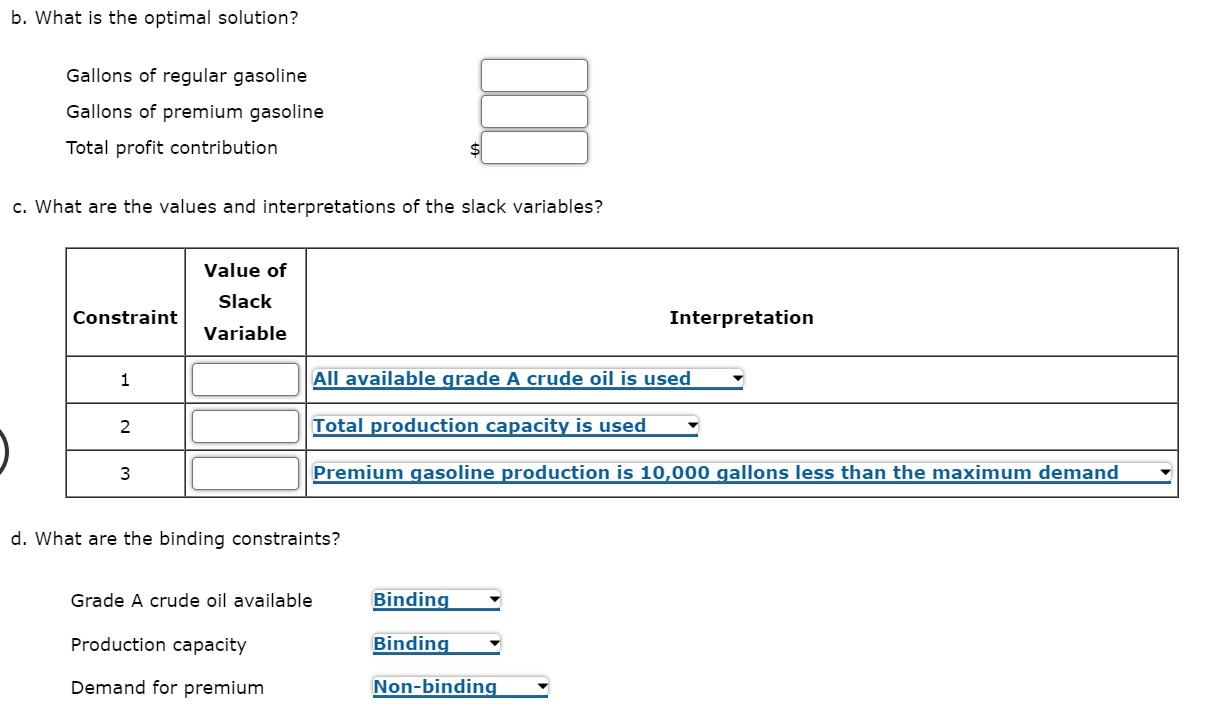  b. What is the optimal solution? Problem 7-41 Southern Oil Company