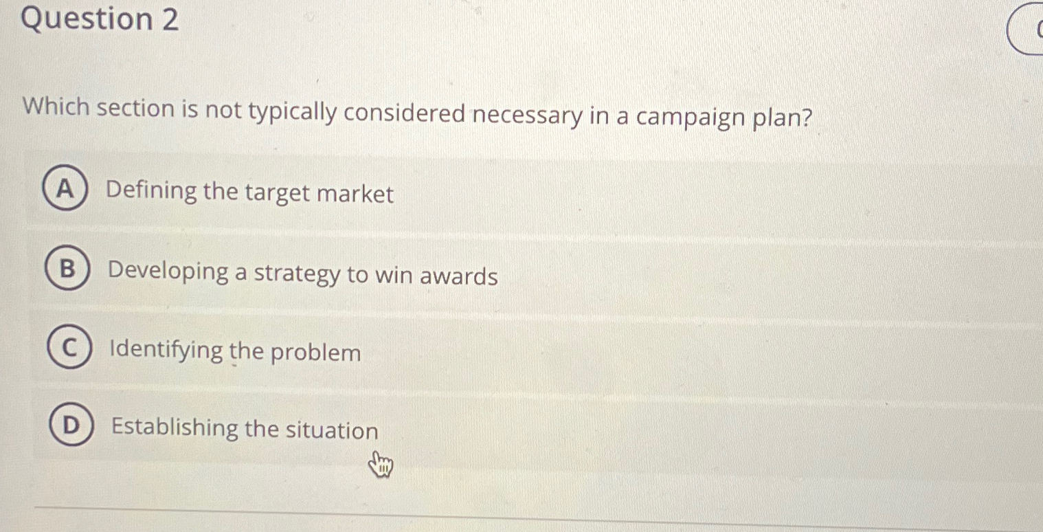  Question 2 Which section is not typically considered necessary in a