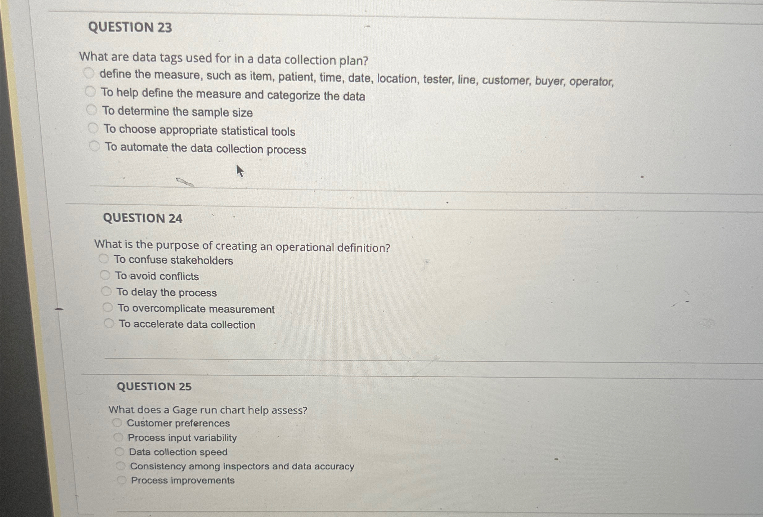  QUESTION 23 What are data tags used for in a data