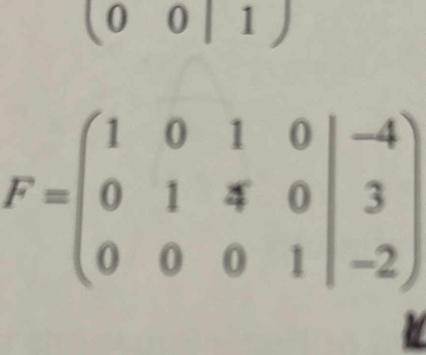  F=([1,0,1,0,-4],[0,1,4,0,3],[0,0,0,1,-2]) 