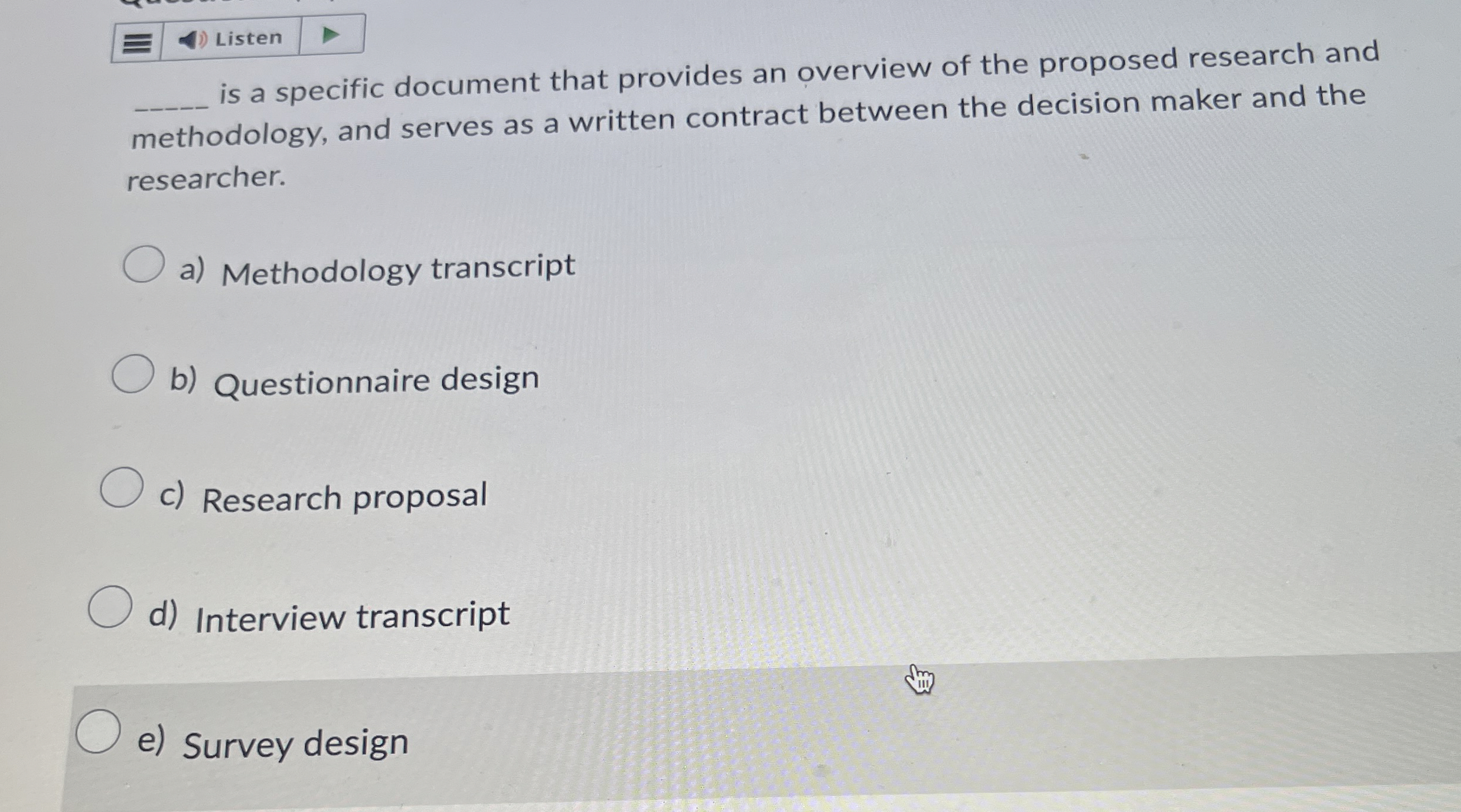  Listen q, is a specific document that provides an overview of