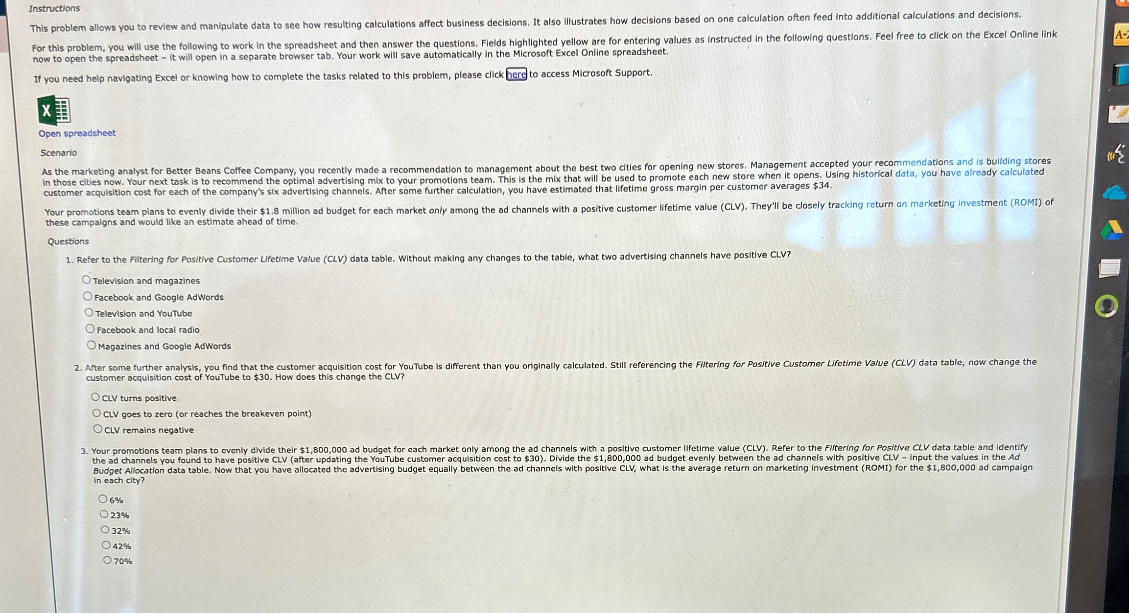  Instructions now to open the spreadsheet - it will open in