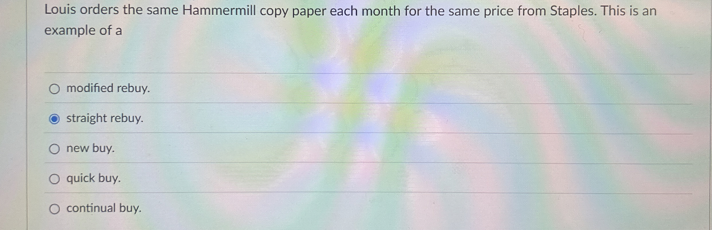  Louis orders the same Hammermill copy paper each month for the