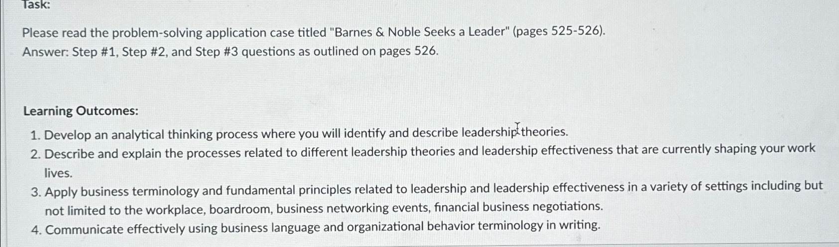  Task: Please read the problem-solving application case titled "Barnes & Noble