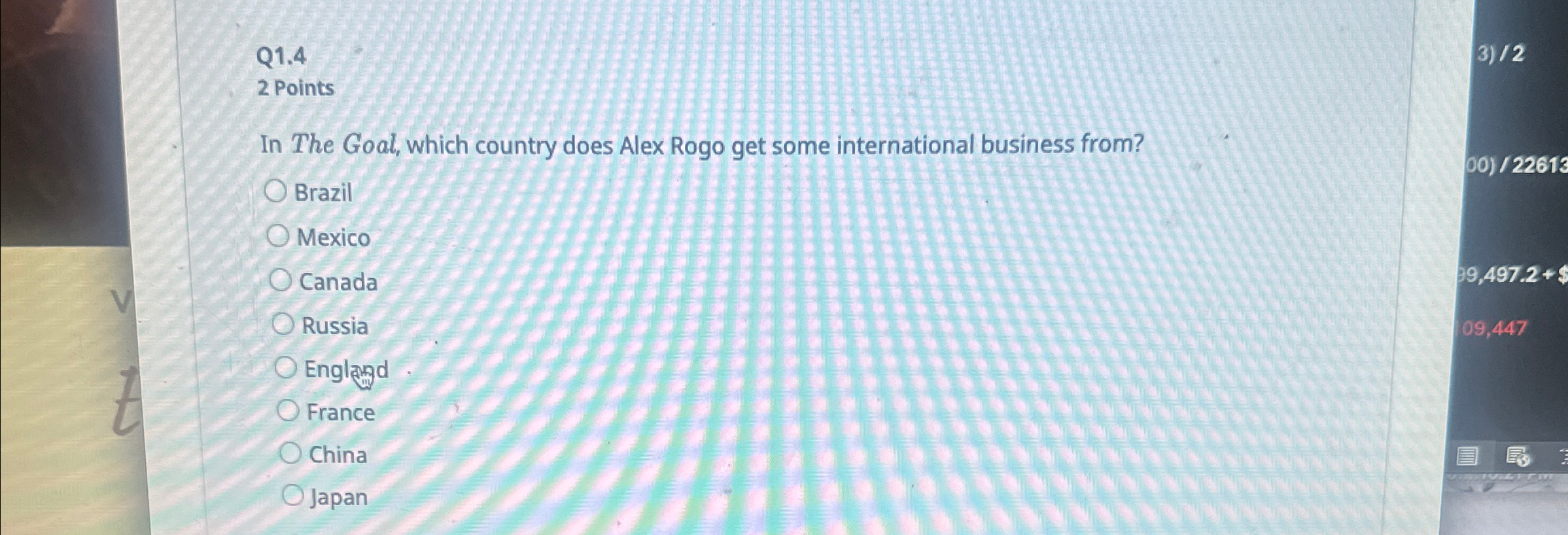  Q1.4 ?2 2 Points In The Goal, which country does Alex