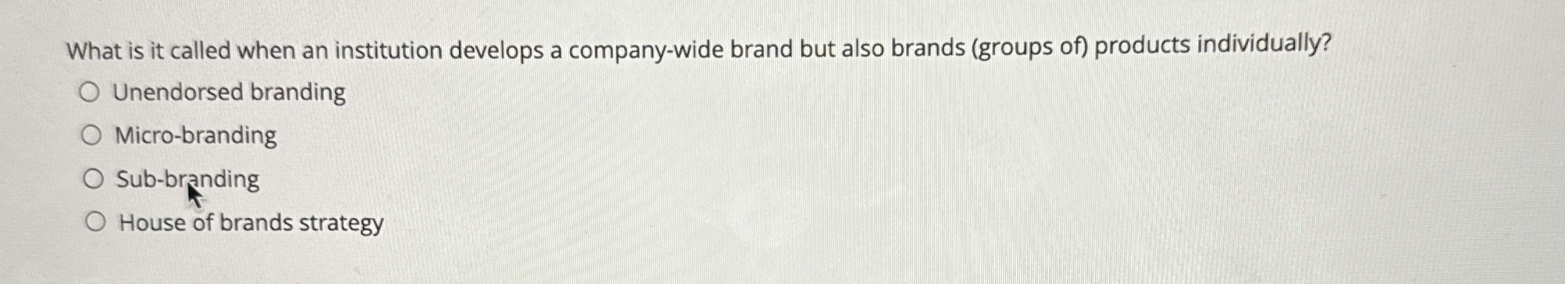  What is it called when an institution develops a company-wide brand