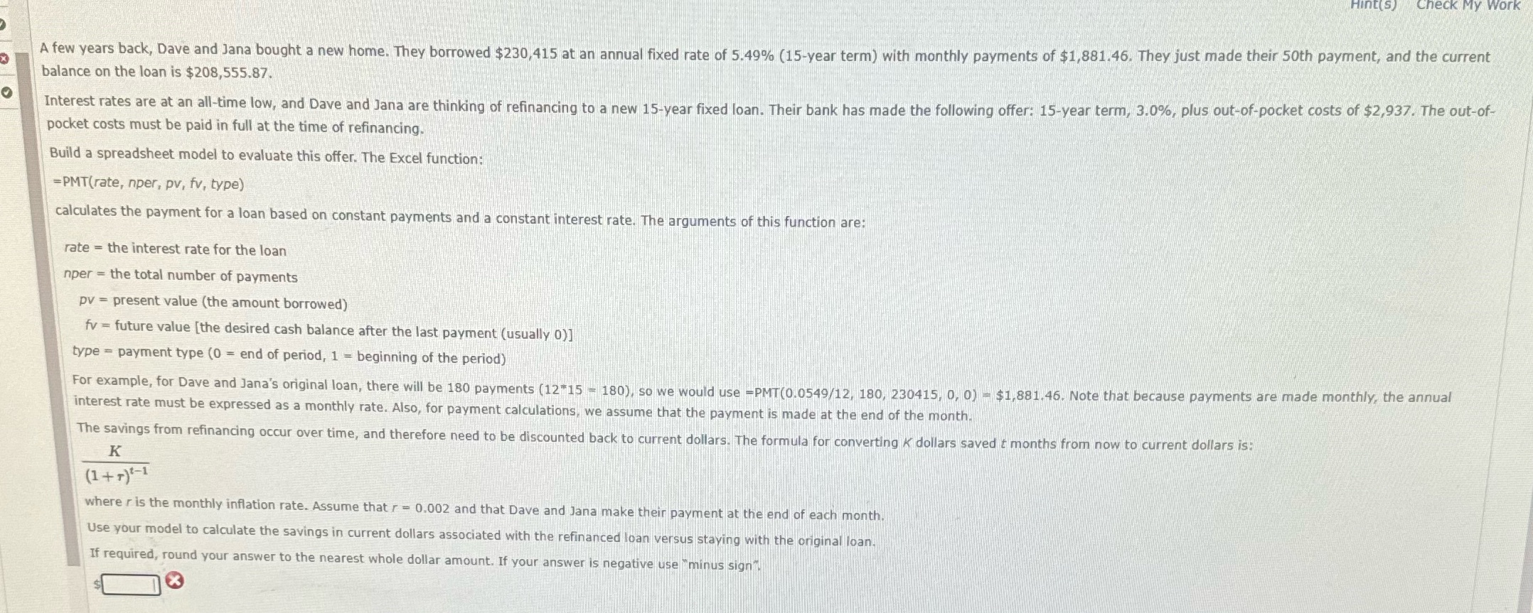  Work A few years back, Dave and Jana bought a new