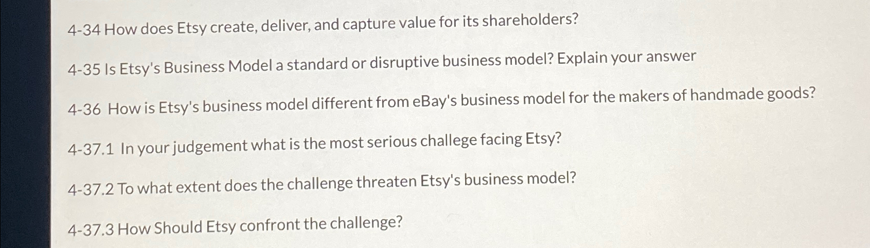  4-34 How does Etsy create, deliver, and capture value for its