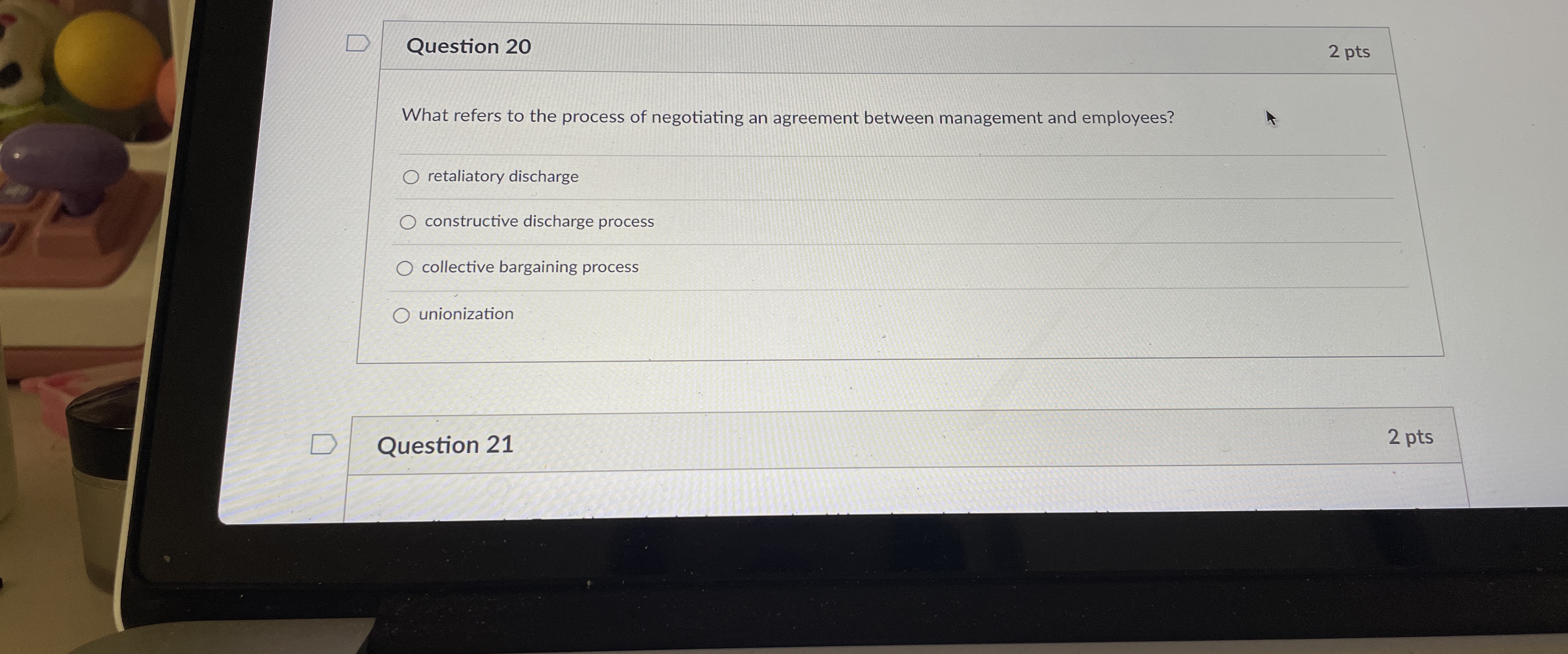  Question 20 2 pts What refers to the process of negotiating
