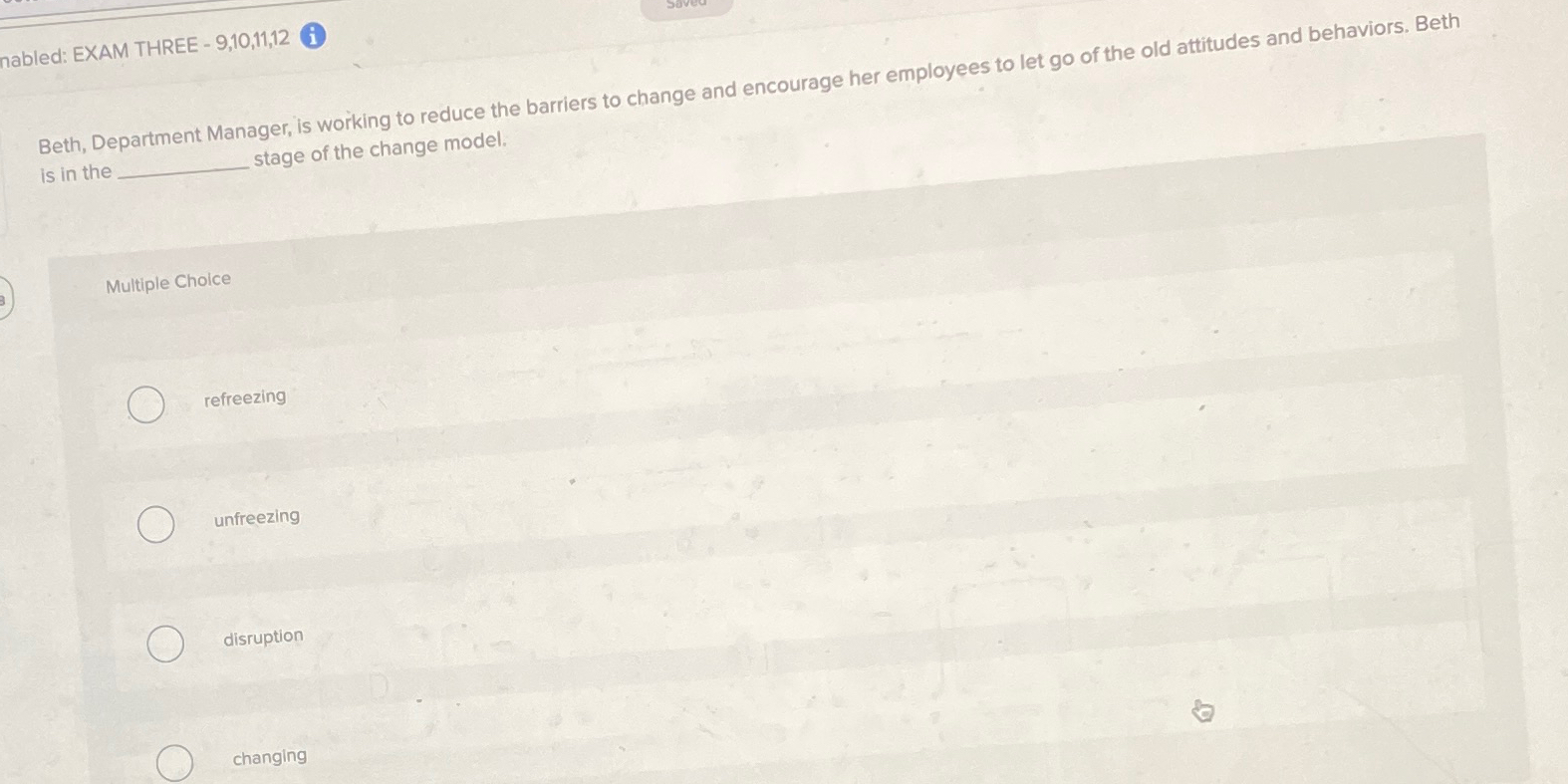  nabled: EXAM THREE -9,10,11,12(i) Beth, Department Manager, is working to reduce