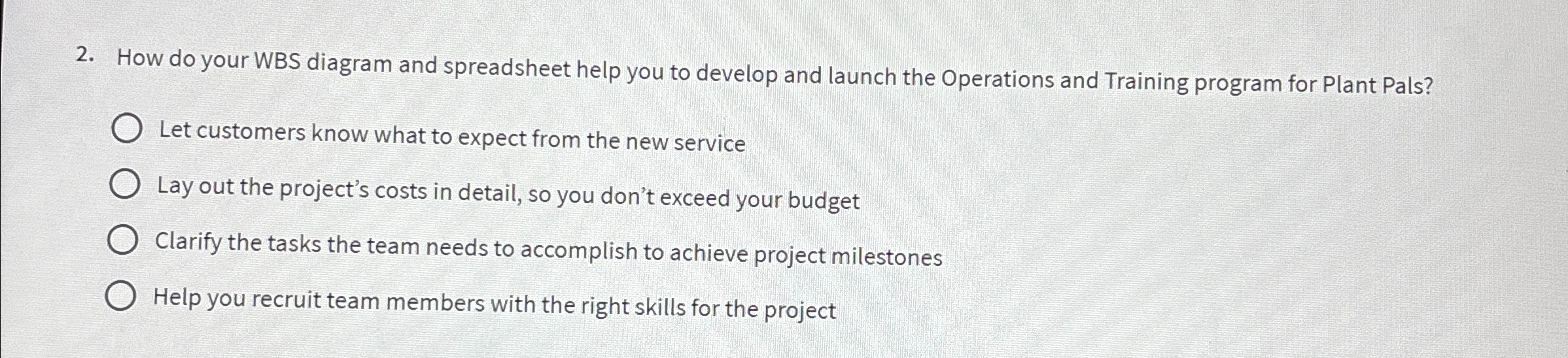  How do your WBS diagram and spreadsheet help you to develop