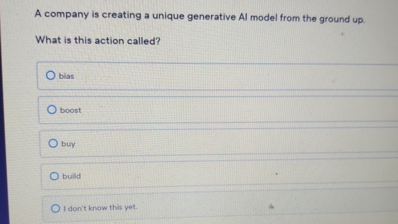  A company is creating a unique generative Al model from the