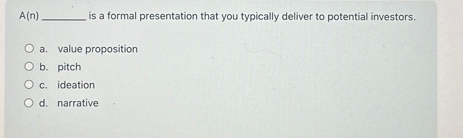  A(n) is a formal presentation that you typically deliver to potential