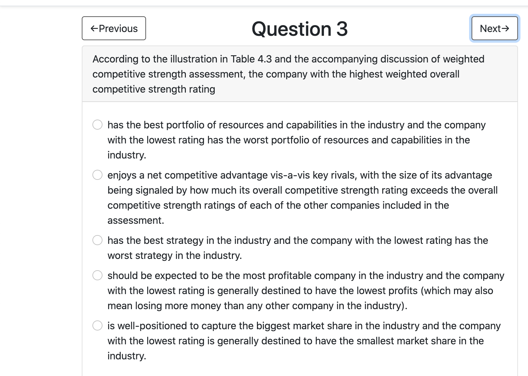  Question 2Question 3 According to the illustration in Table 4.3 and