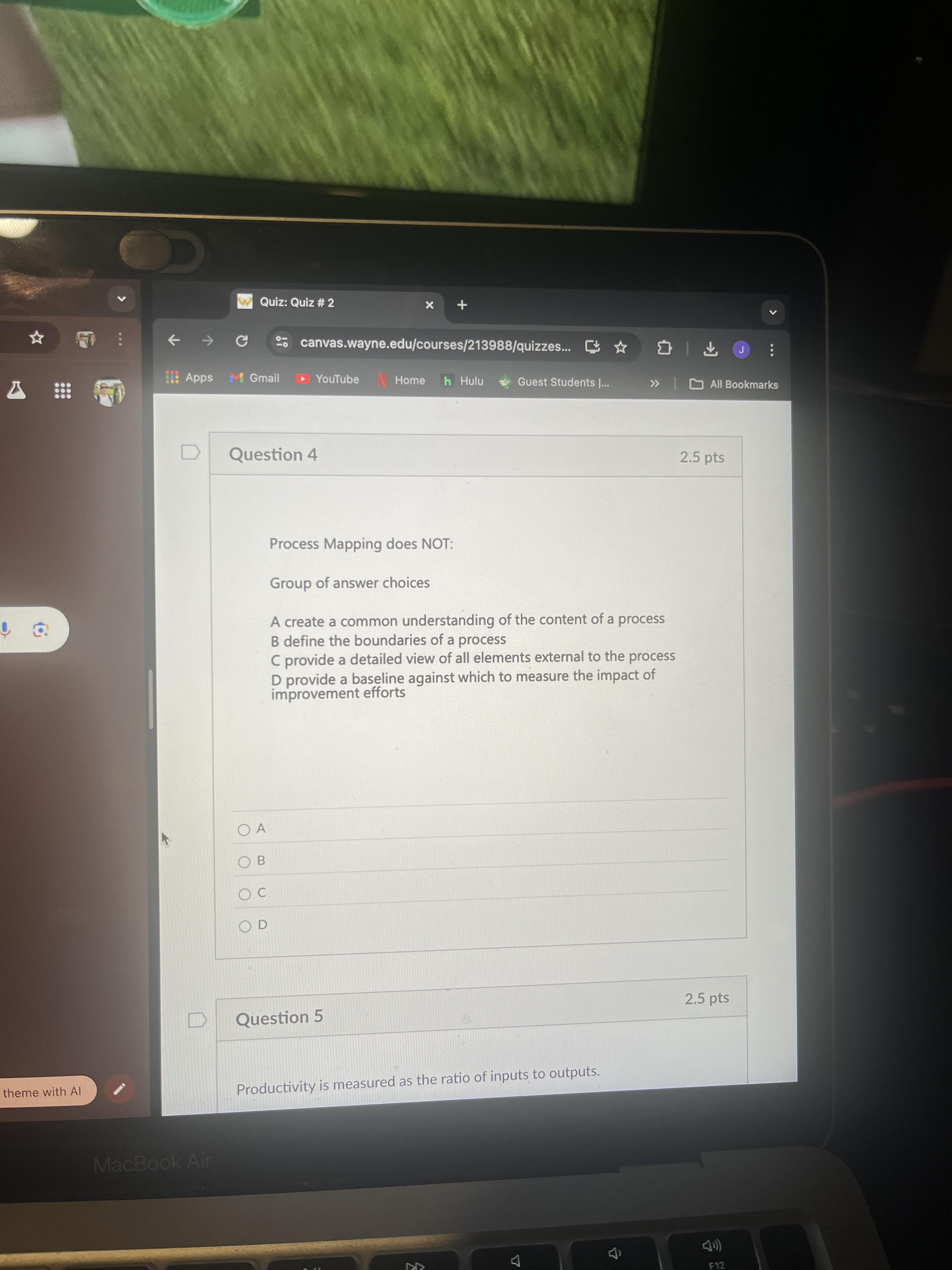  Question 4 Process Mapping does NOT: Group of answer choices A