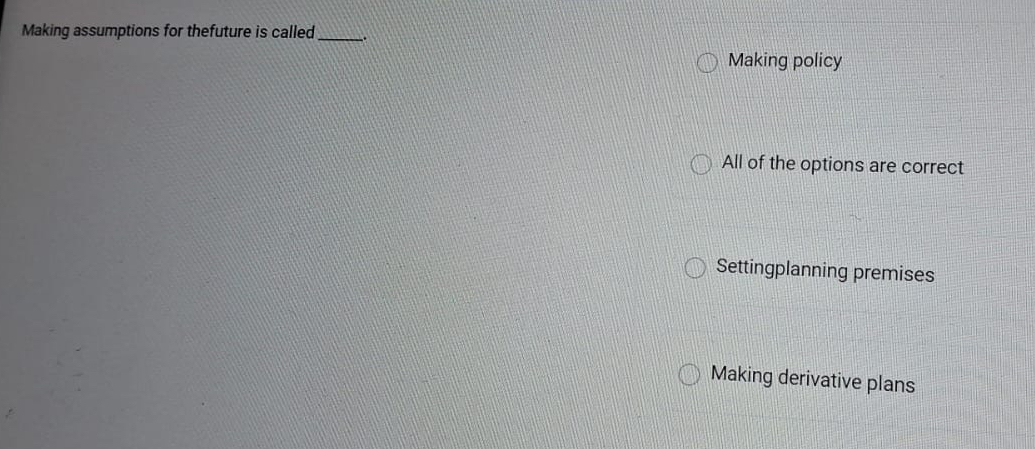  Making assumptions for thefuture is called 