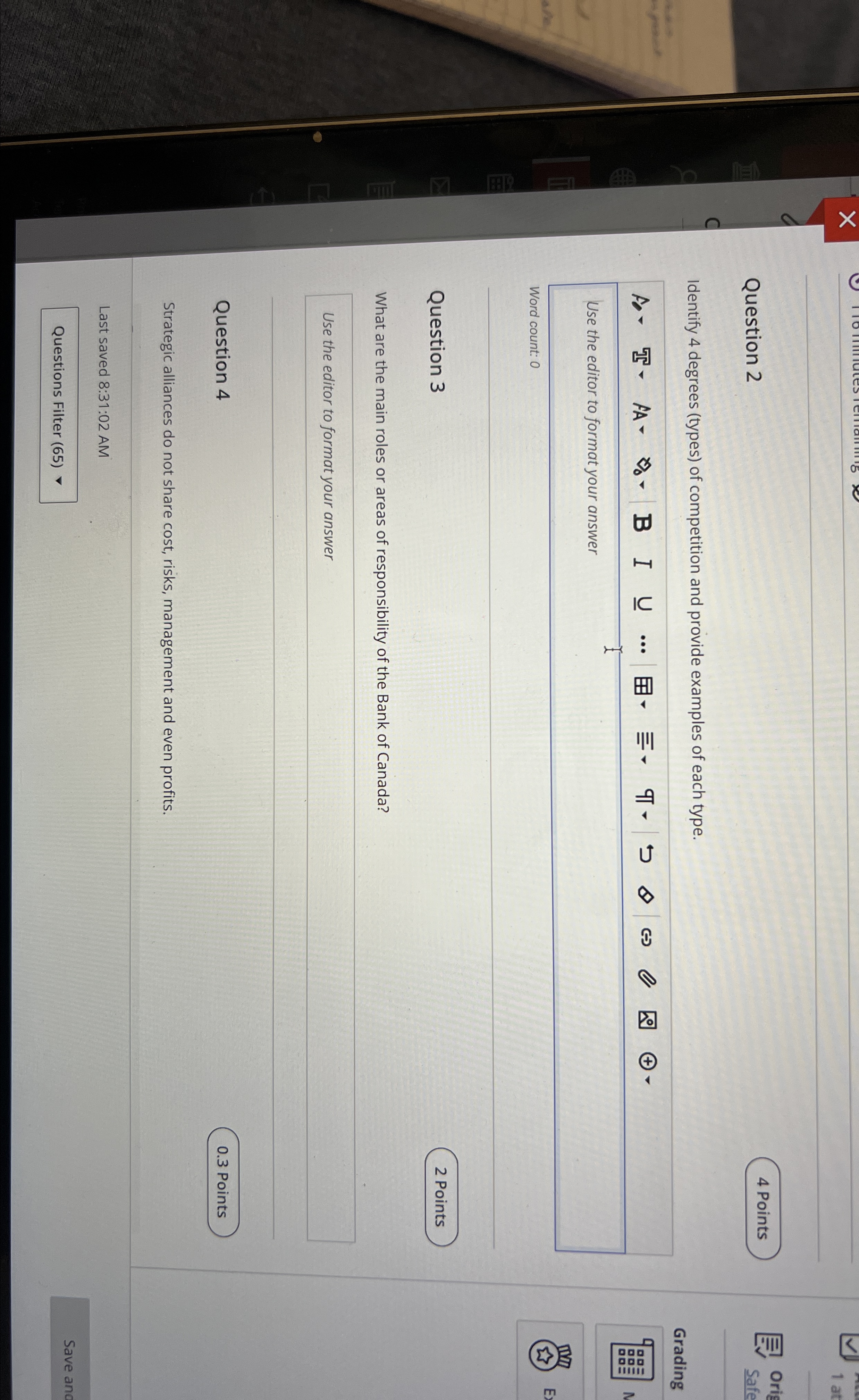  Question 2 4 Points Identify 4 degrees (types) of competition and