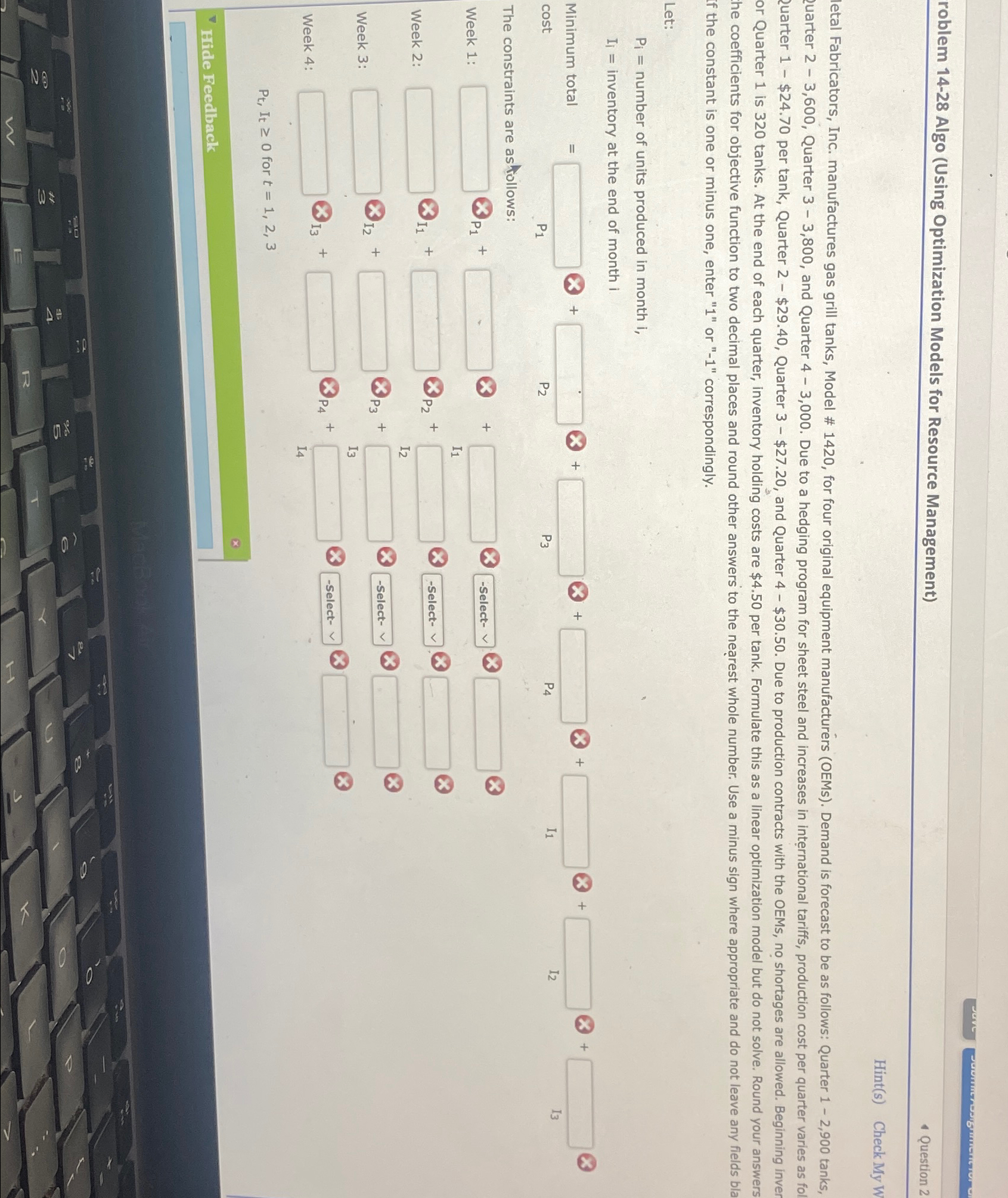  roblem 14-28 Algo (Using Optimization Models for Resource Management) Question 2