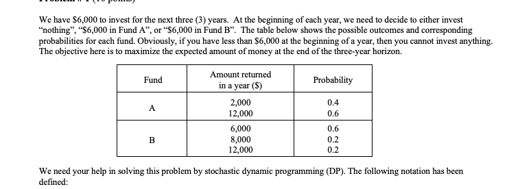  a. Write down the decision sub-tree for stage n, given that