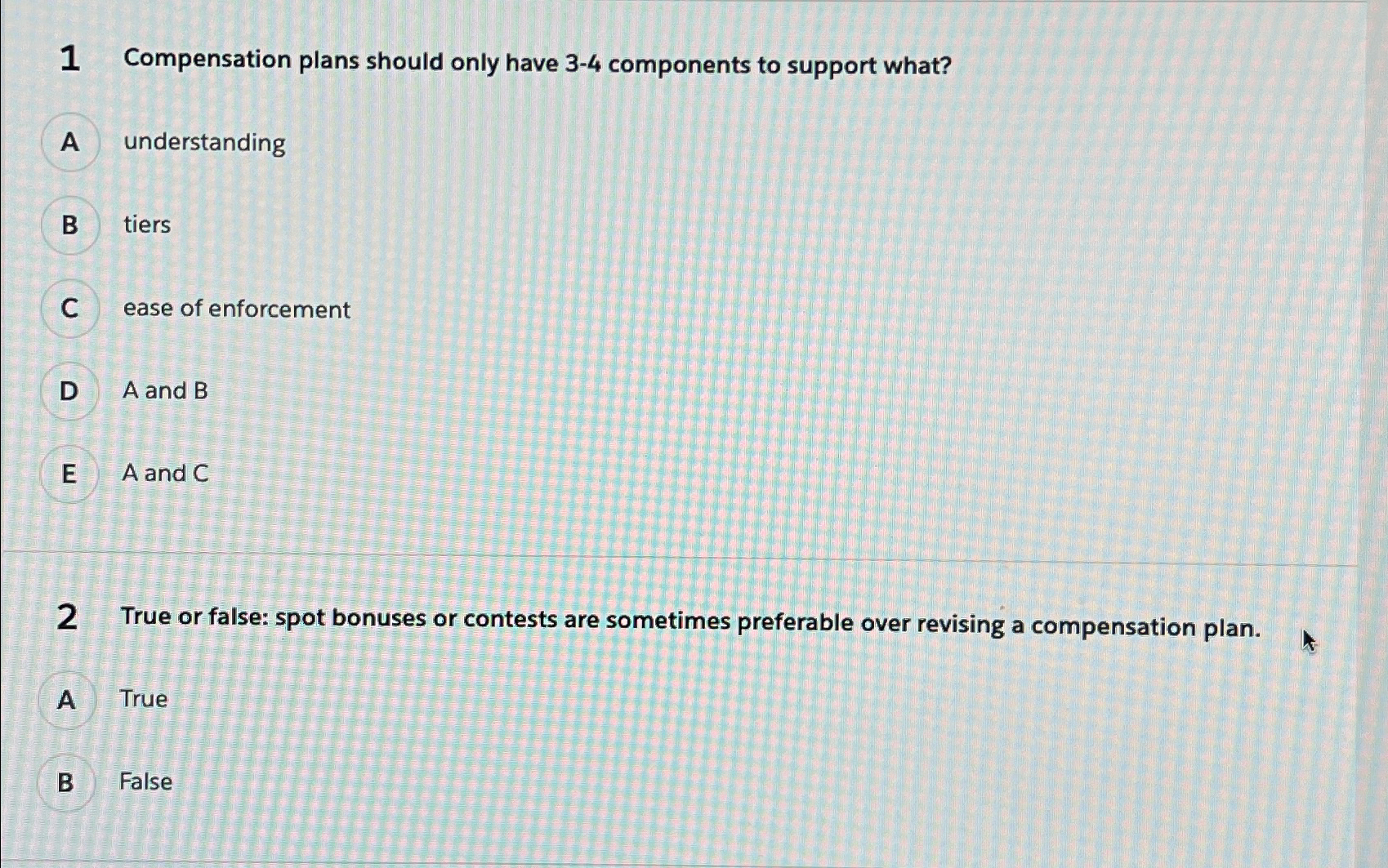  1 Compensation plans should only have 3-4 components to support what?