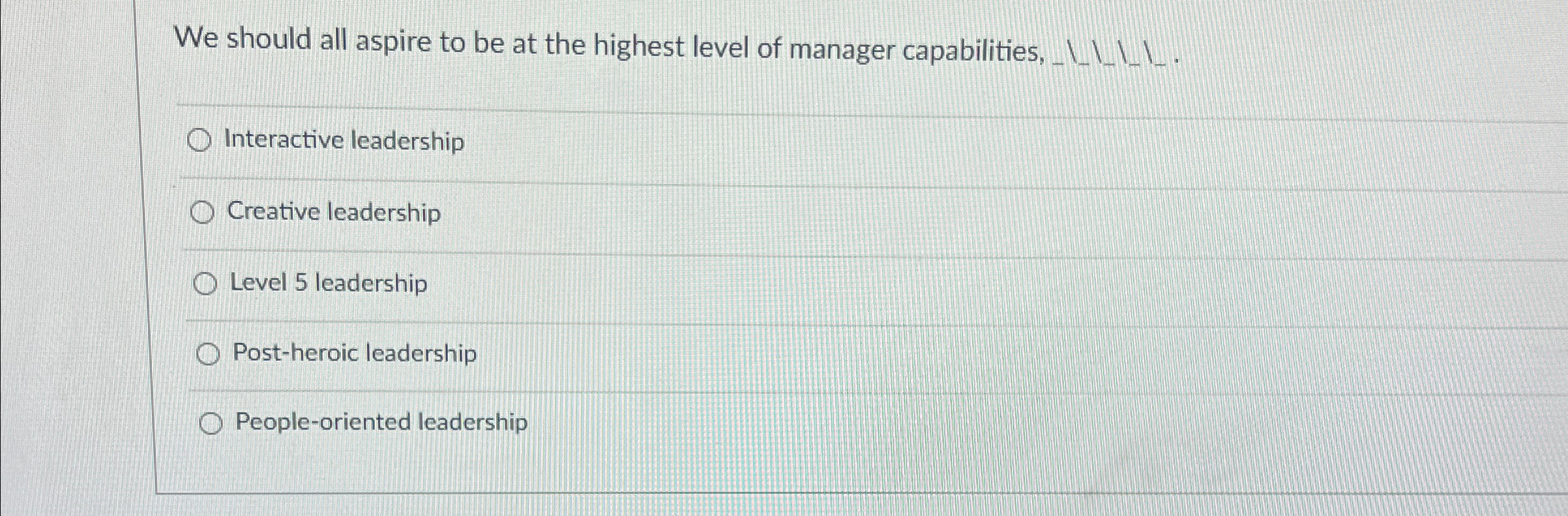  We should all aspire to be at the highest level of