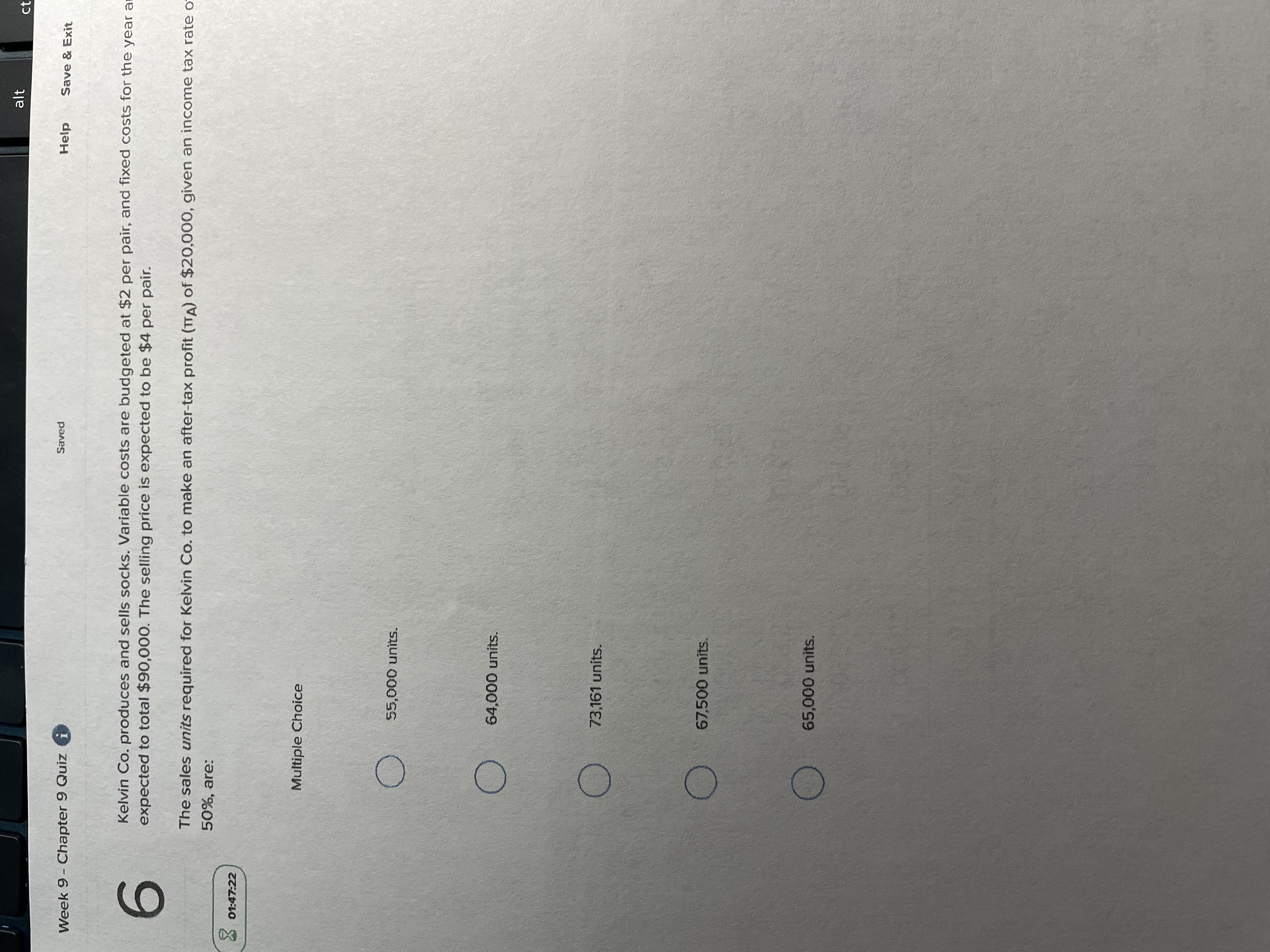 alt Week 9 - Chapter 9 Quiz Saved Help Save &