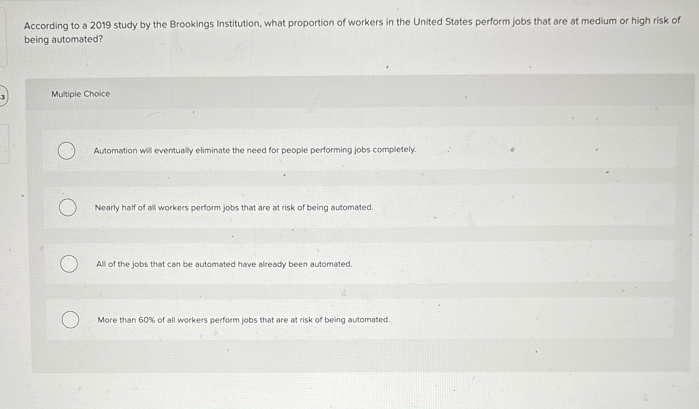  According to a 2019 study by the Brookings Institution, what proportion