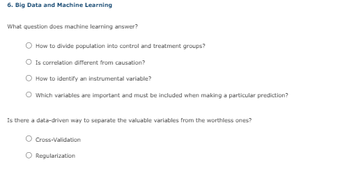  Big Data and Machine Learning What question does machine learning answer?