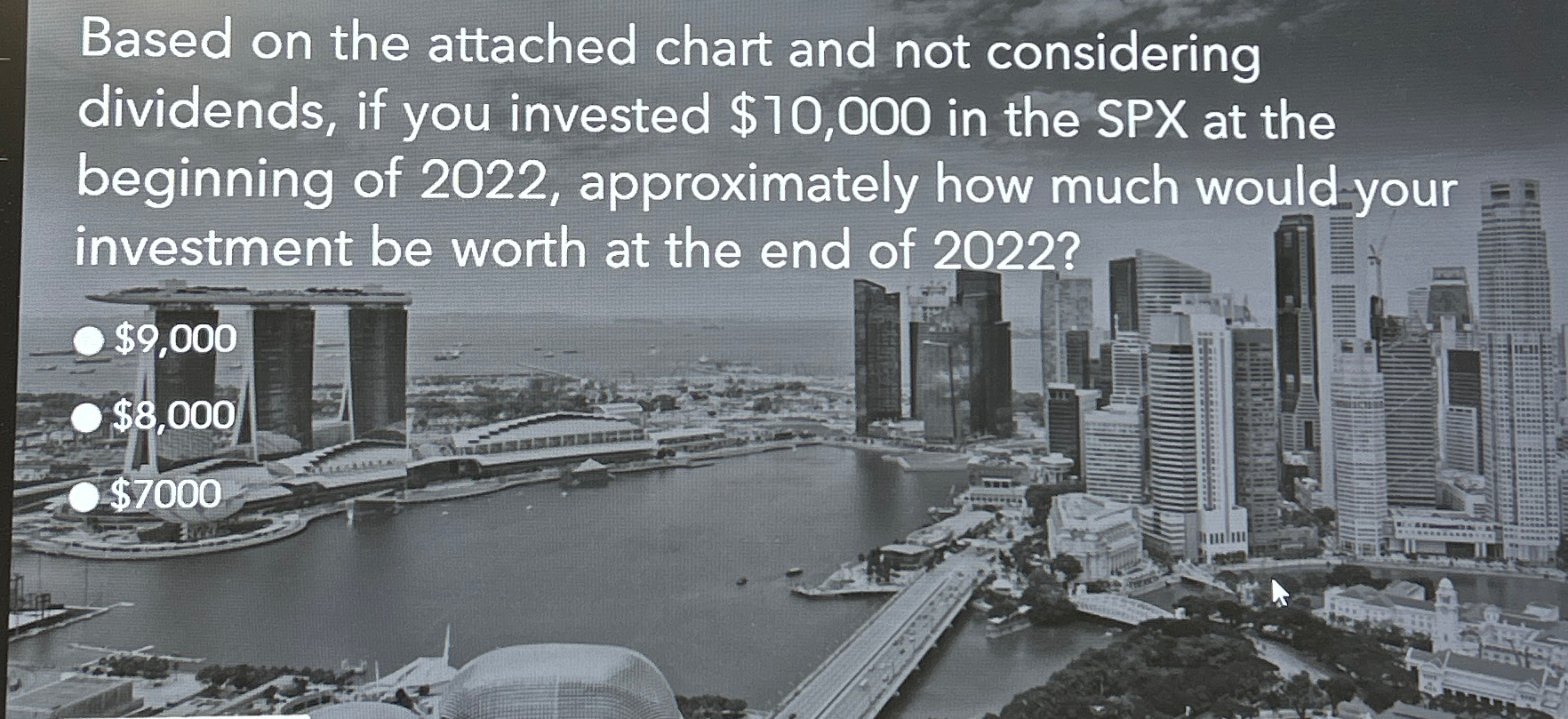  Based on the attached chart and not considering dividends, if you