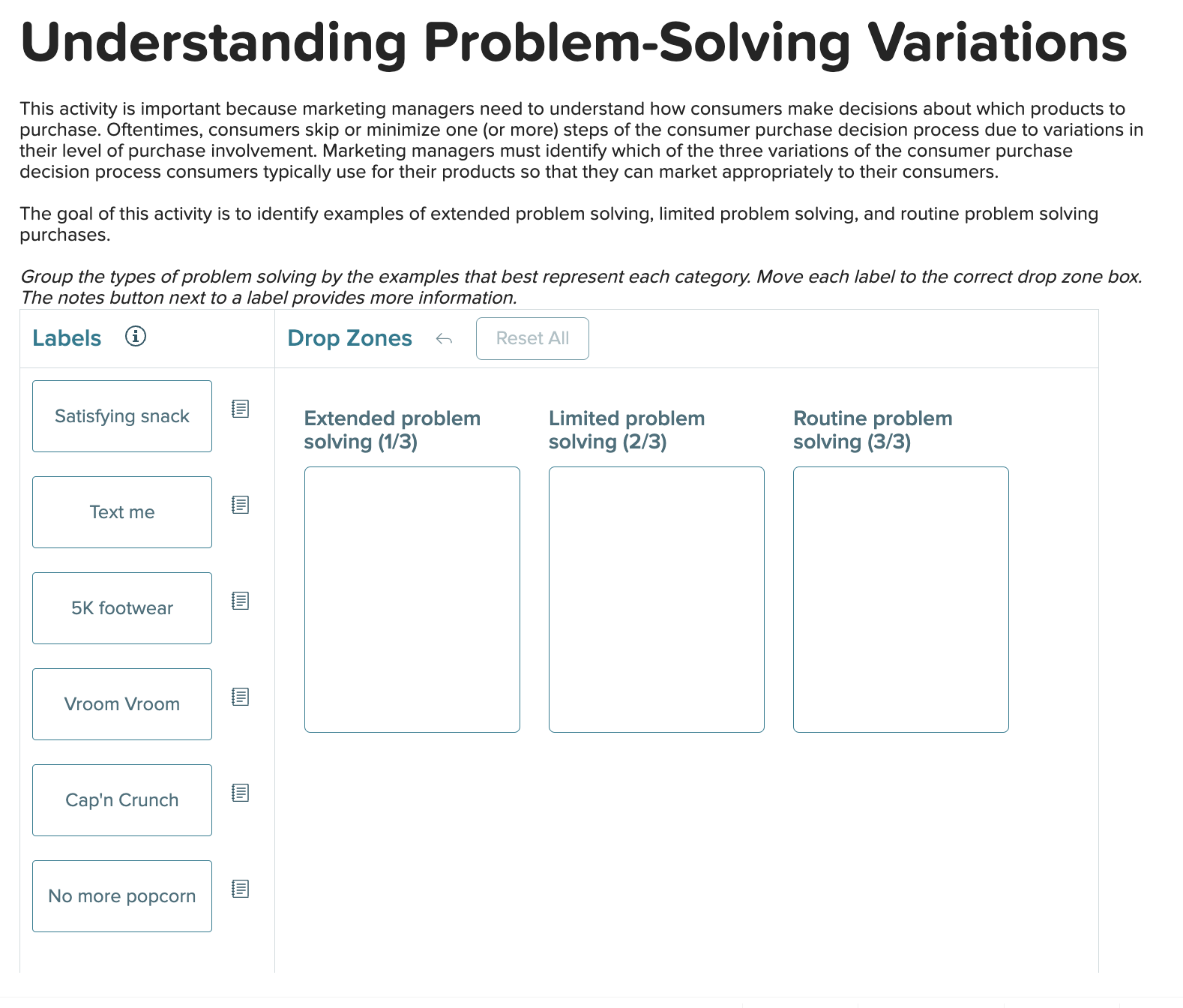  Understanding Problem-Solving Variations This activity is important because marketing managers need