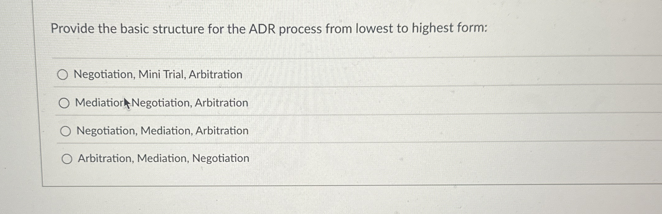 Provide the basic structure for the ADR process from lowest to