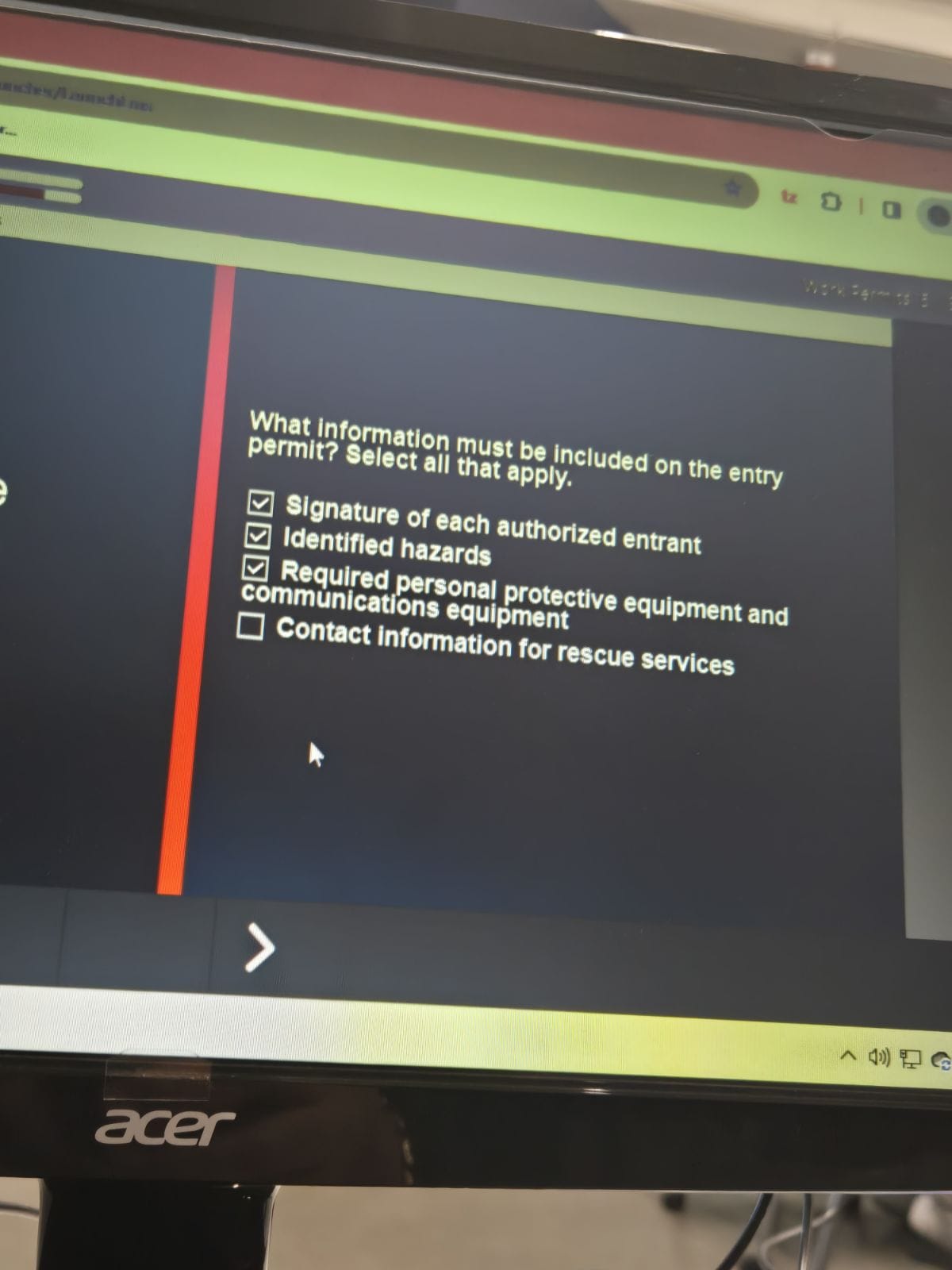  What information must be included on the entry permit? Select all